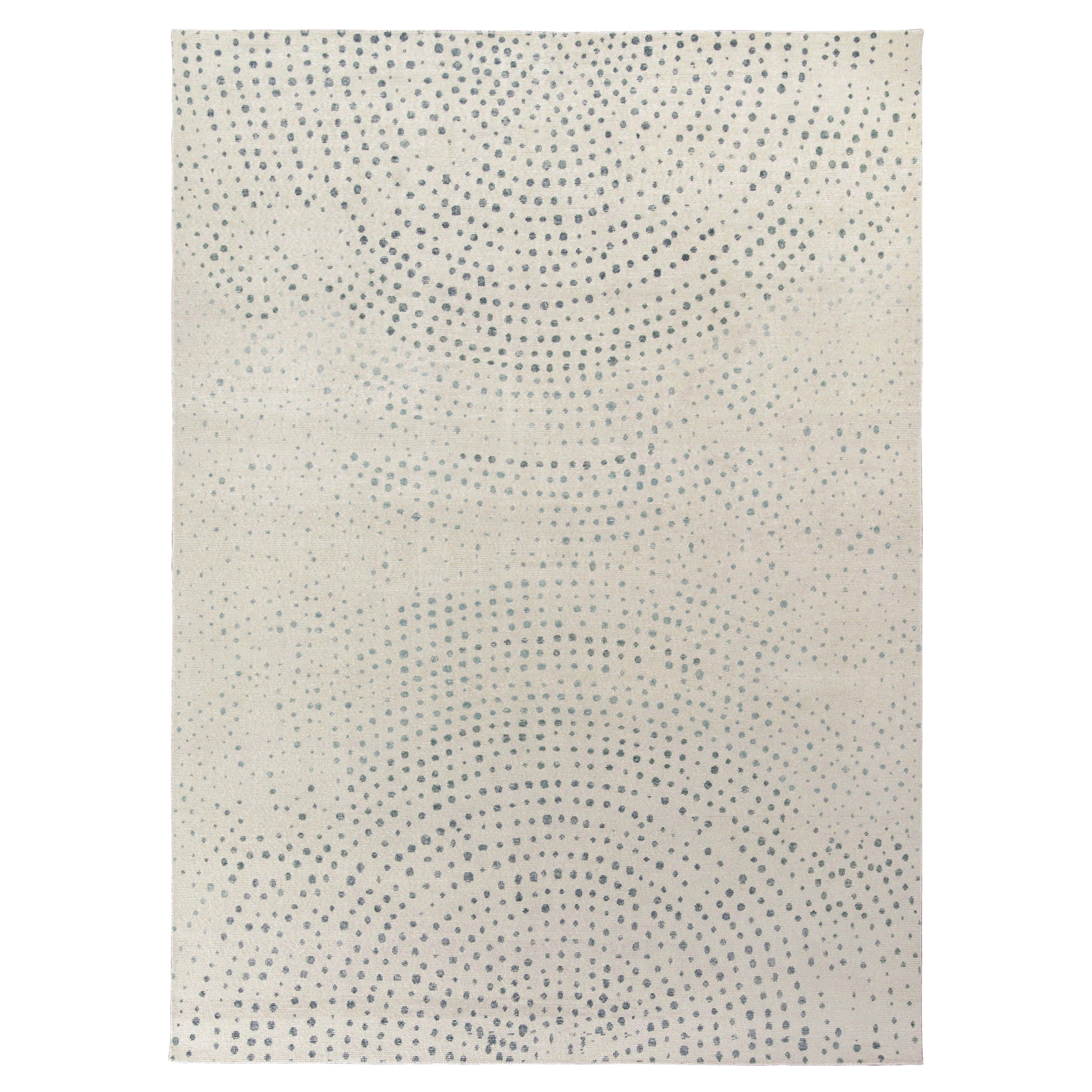 Rug & Kilim's Distressed Modern Rug in Grau, Blau und Abstraktes Muster