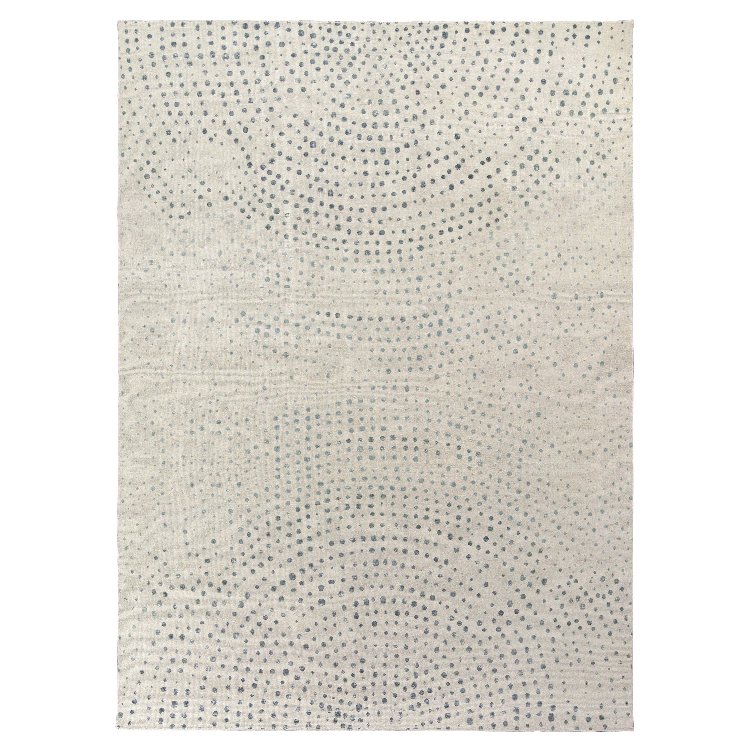 Modern Abstract Rug with Silver Gray and Blue AllOver Pattern by Rug