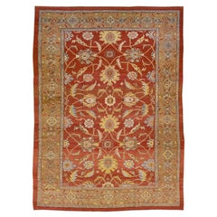 Alfombra Persa de Lana Floral Moderna Hecha a Mano Sultanabad en Color Rojo Óxido