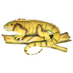 Early 20th Century Painted Metal Lizard