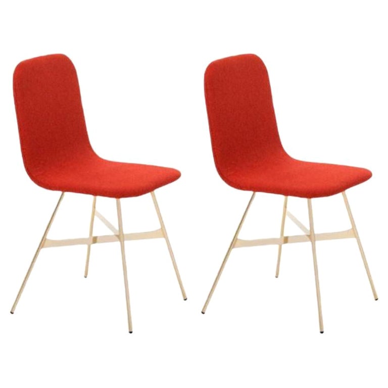 Set of 2, Tria Gold Upholstered, Rossa by Colé Italia For Sale