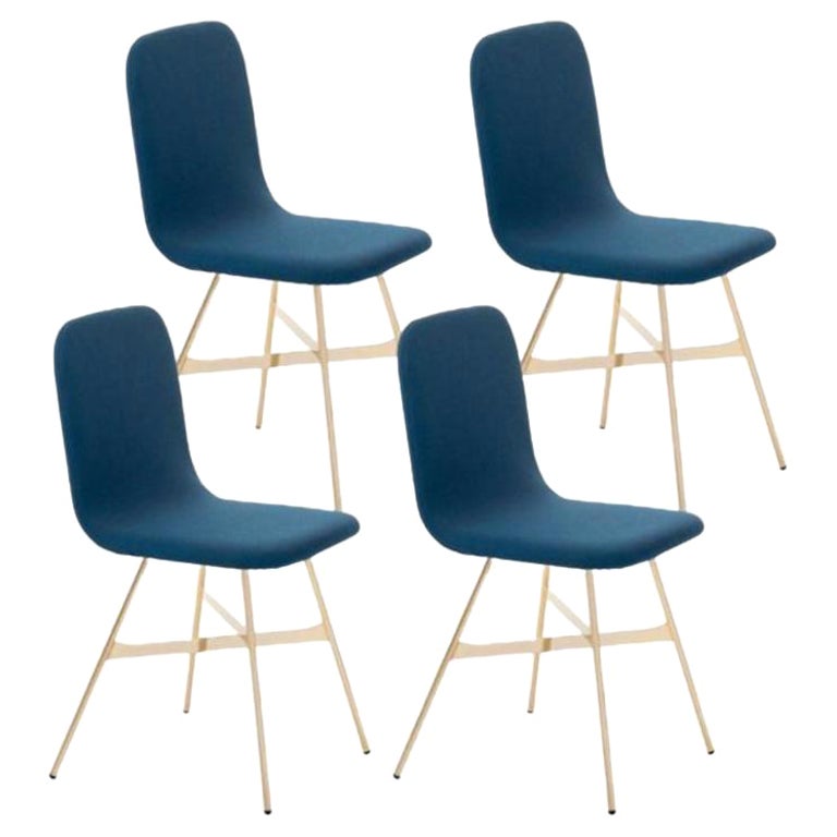 Set of 4, Tria Gold Upholstered, Blu by Colé Italia