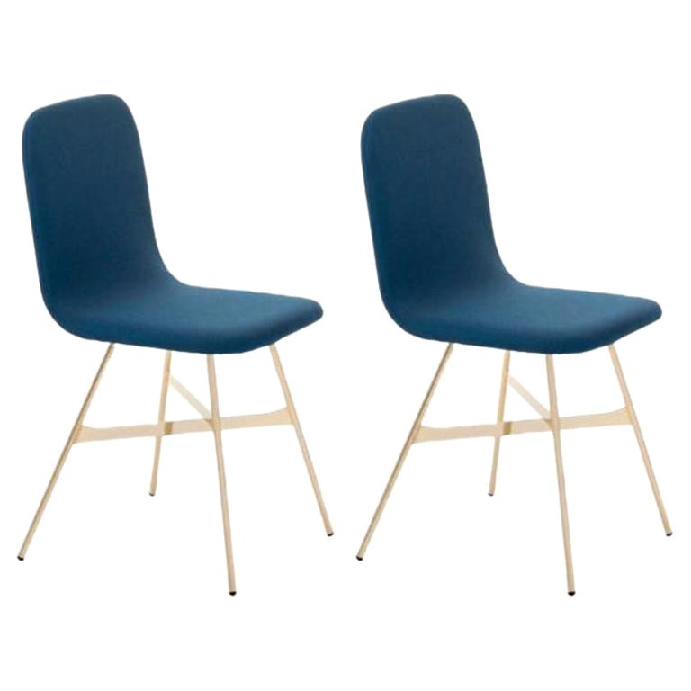 Set of 2, Tria Gold Upholstered, Blu by Colé Italia For Sale