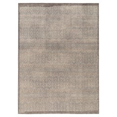 Teppich & Kelim''s Handgeknüpfter Teppich im Distressed-Stil, graues, blaues geometrisches Muster