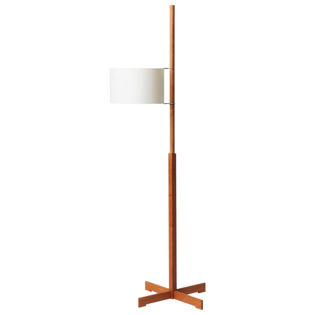 Miguel Milá 'TMM' Floor Lamp in Cherry and White Parchment for Santa & Cole For Sale