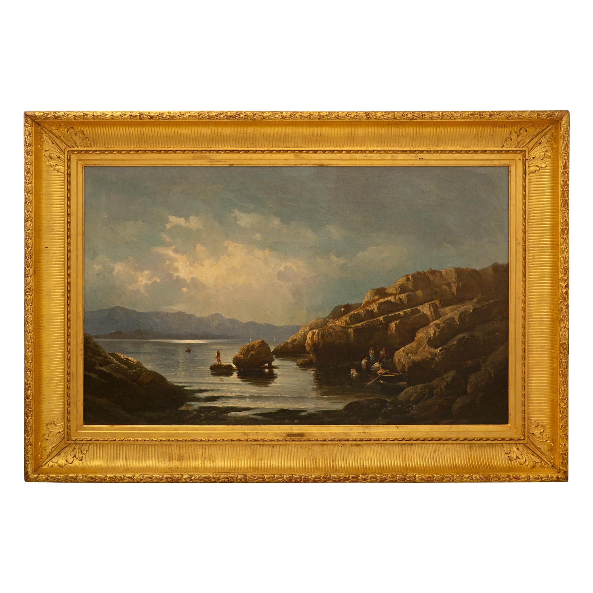 French 19th Century Oil on Canvas Painting by Marie-Auguste Martin, circa 1860 For Sale