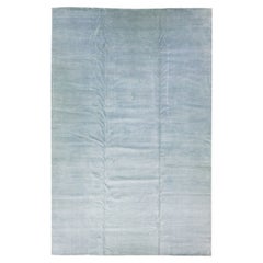 Light Blue Handmade Modern Indian Wool Rug with Geometric Motif