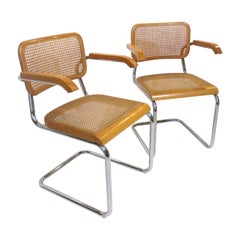 Vintage Cesca Arm Chairs by Marcel Breuer Italy 