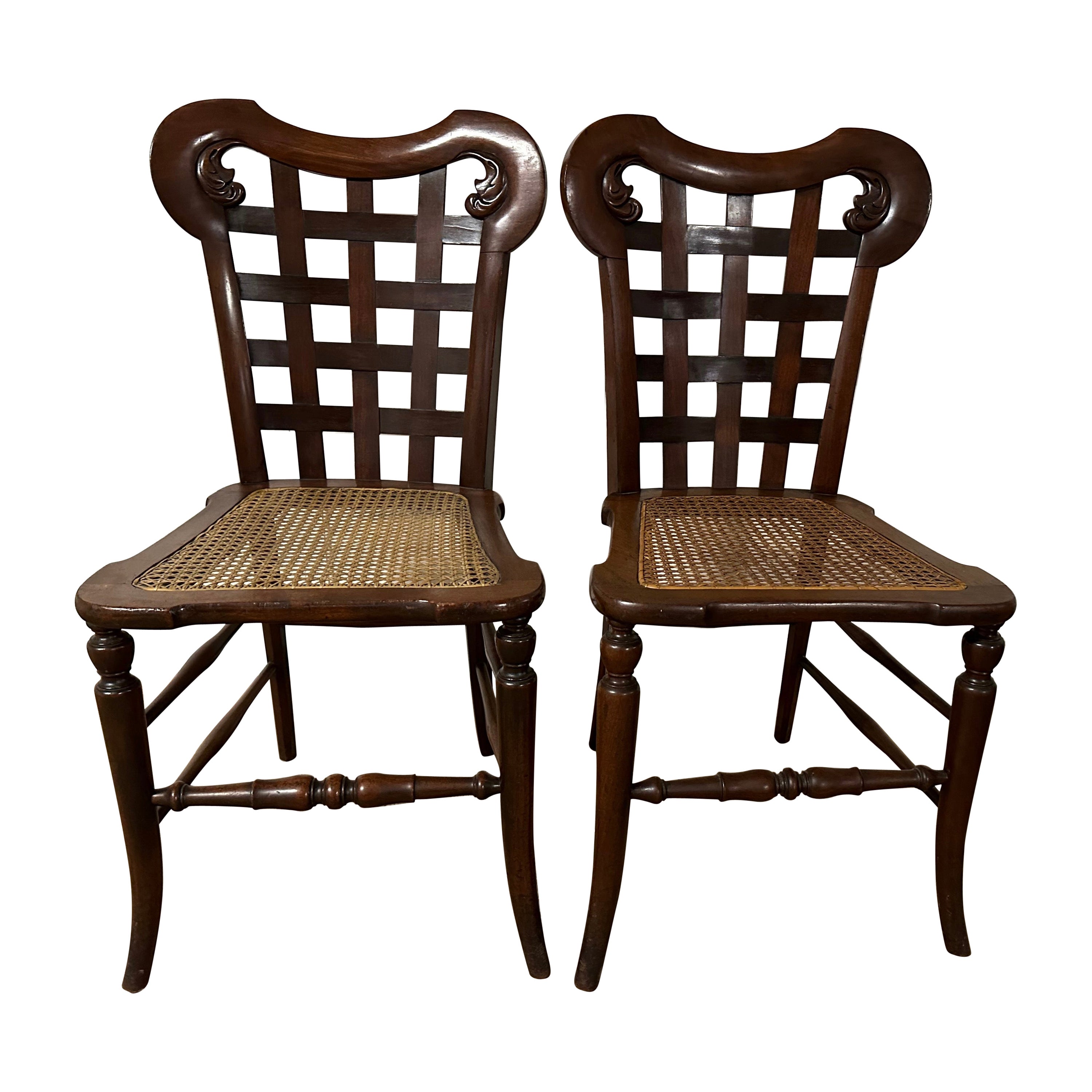 Pair of Regency Inspired Side Chairs with Caned Seats