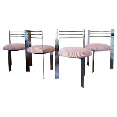 1980s Postmodern Chrome Tripod Dining Chairs- Set of 4