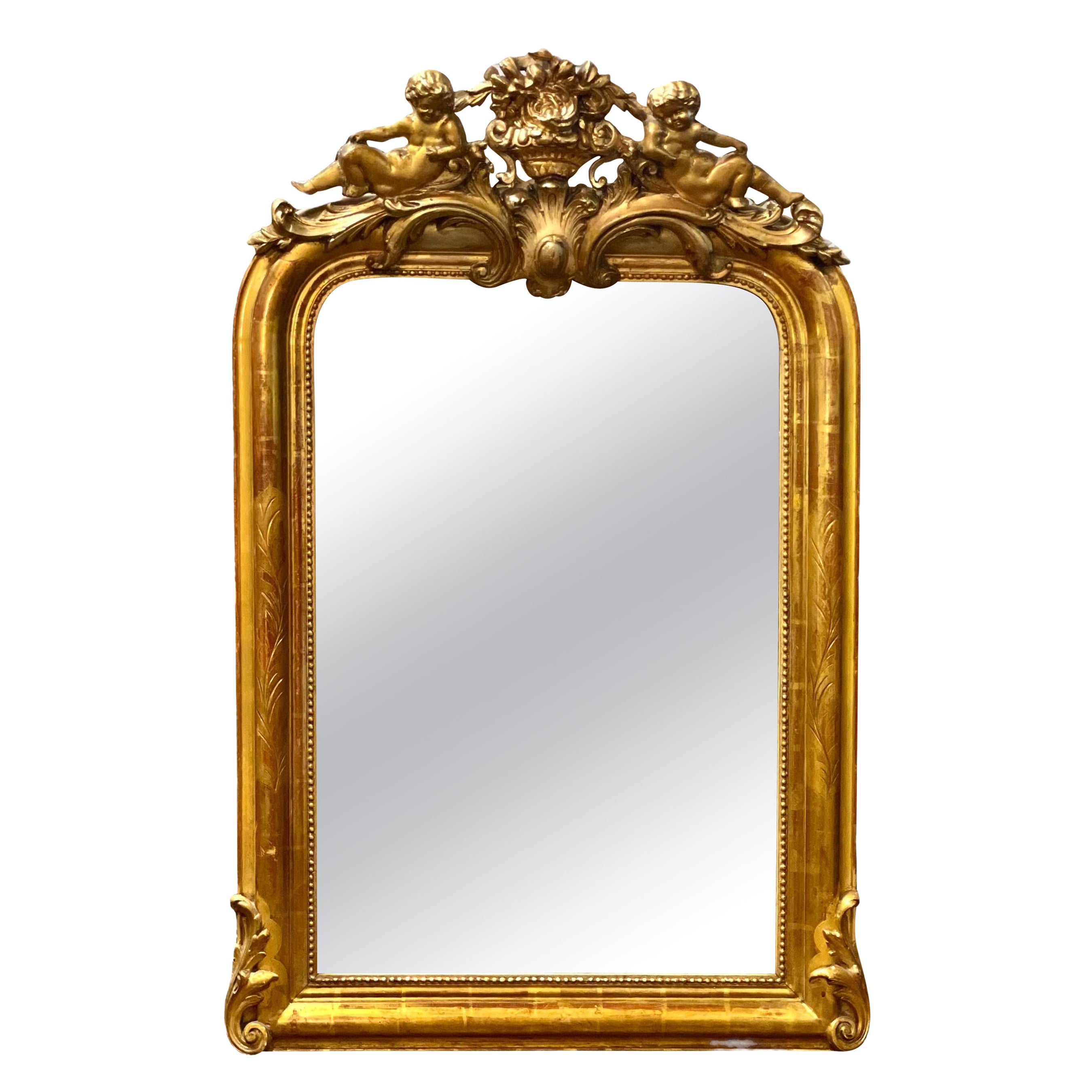 A wonderful Louis Philippe Gilt Mirror, with Crest of Cherubs