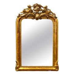 Antique A wonderful Louis Philippe Gilt Mirror, with Crest of Cherubs