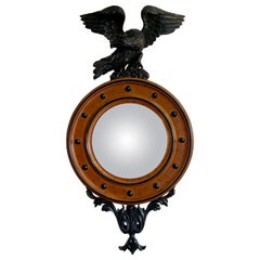 Retro Regency Style Bulls Eye Eagle Mirror