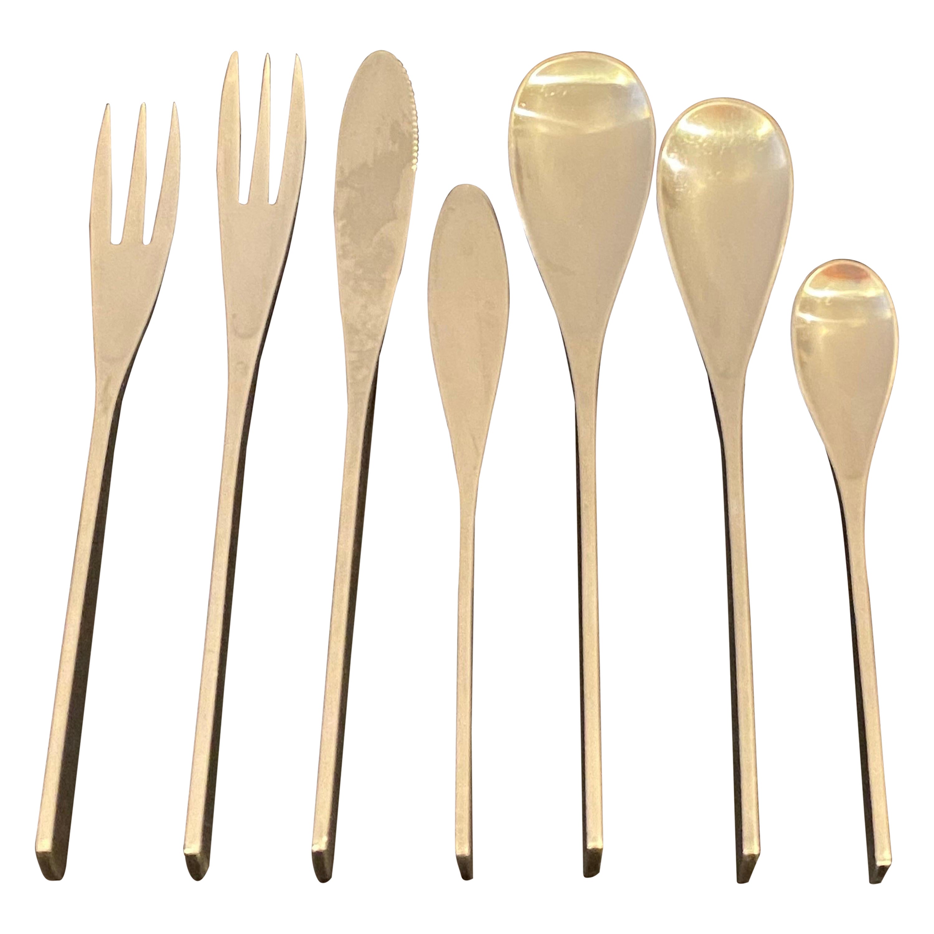 "Unique" Pattern Designed by Johan Hagen for Sival Stainless Danish Flatware Set For Sale