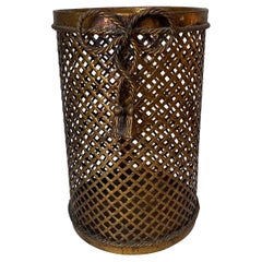 Vintage Italian Gilt Metal Bow Wastepaper Basket