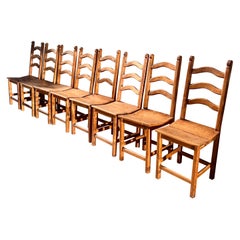 Vintage Charlotte Perriand Style Wooden Dining Chairs, Set of 8, Mexico 1960s