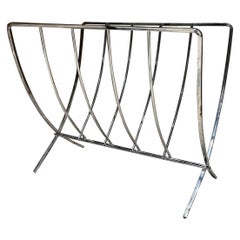 1980s Chrome Magazine Rack Foldable