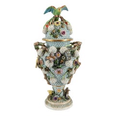 Massive J.J. Kaendler, 1830’s Meissen Schneeballen Porcelain Lidded Urn