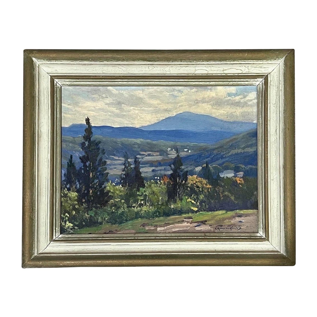 “New England Landscape” Oil on Board Painting by Charles Gordon Harris For Sale