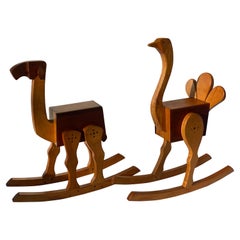 Vintage Ostrich and Camel Whimsical Rocking Chairs