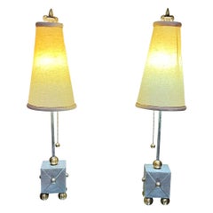 1970s French Table Lamp Pair Fleur De Lis Brass