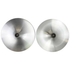 Set of Two Silver Charlotte Perriand Disc Wall Light by Honsel, Germany, 1960s