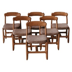 Vintage Set of Six Guillerme Et Chambron Dining Chairs From France, Circa 1960