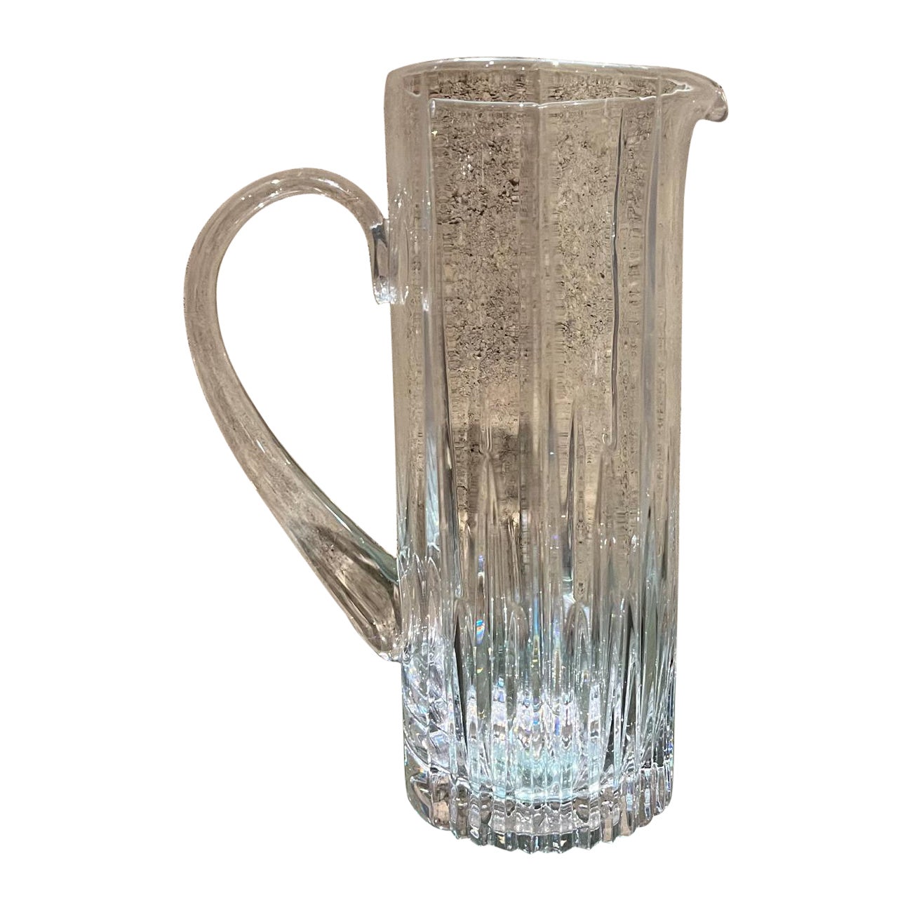 Mid 20th Century Sculptural Modern Cut Glass Crystal Pitcher For Sale