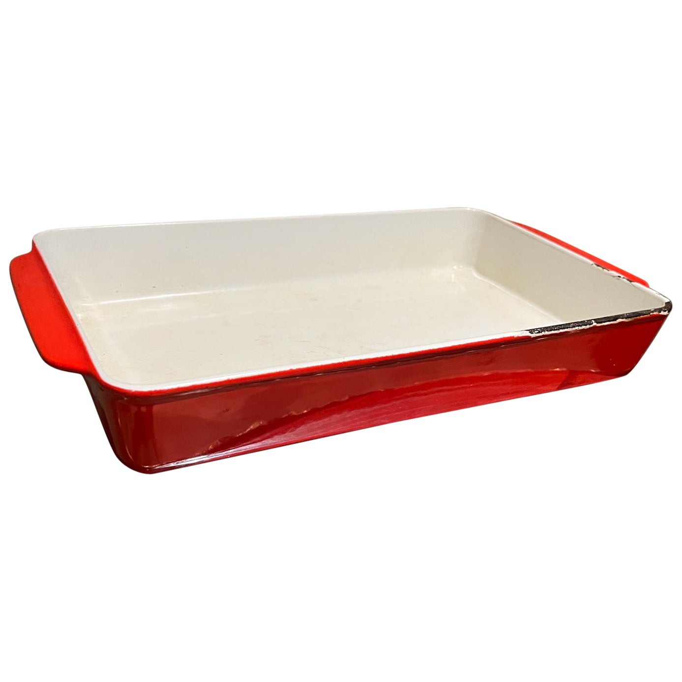 1960s Copco Red Enamelware Casserole Baking Dish Michael Lax Denmark For Sale