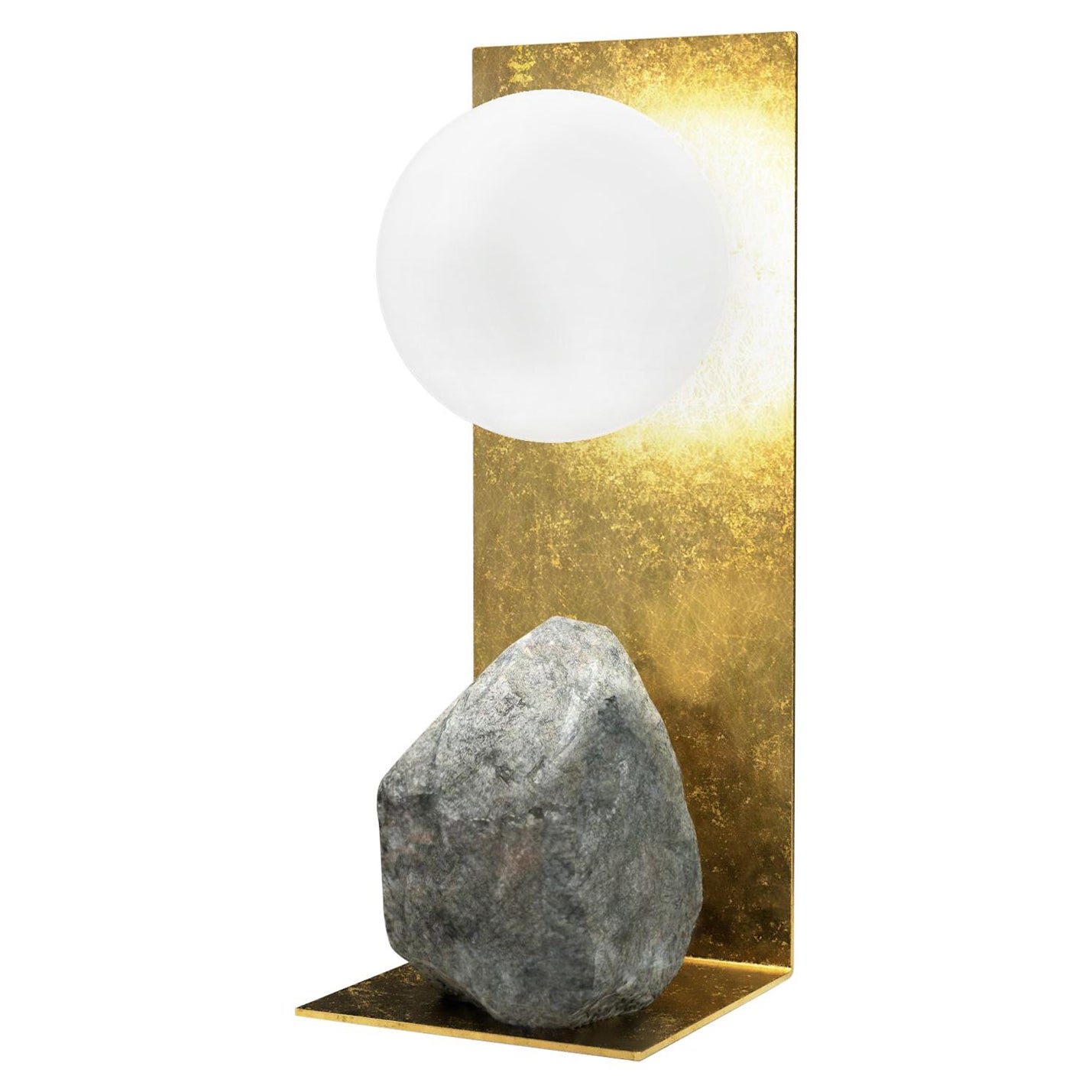 Hand Brushed Brass and Stone Table Lamp by Batten and Kamp For Sale