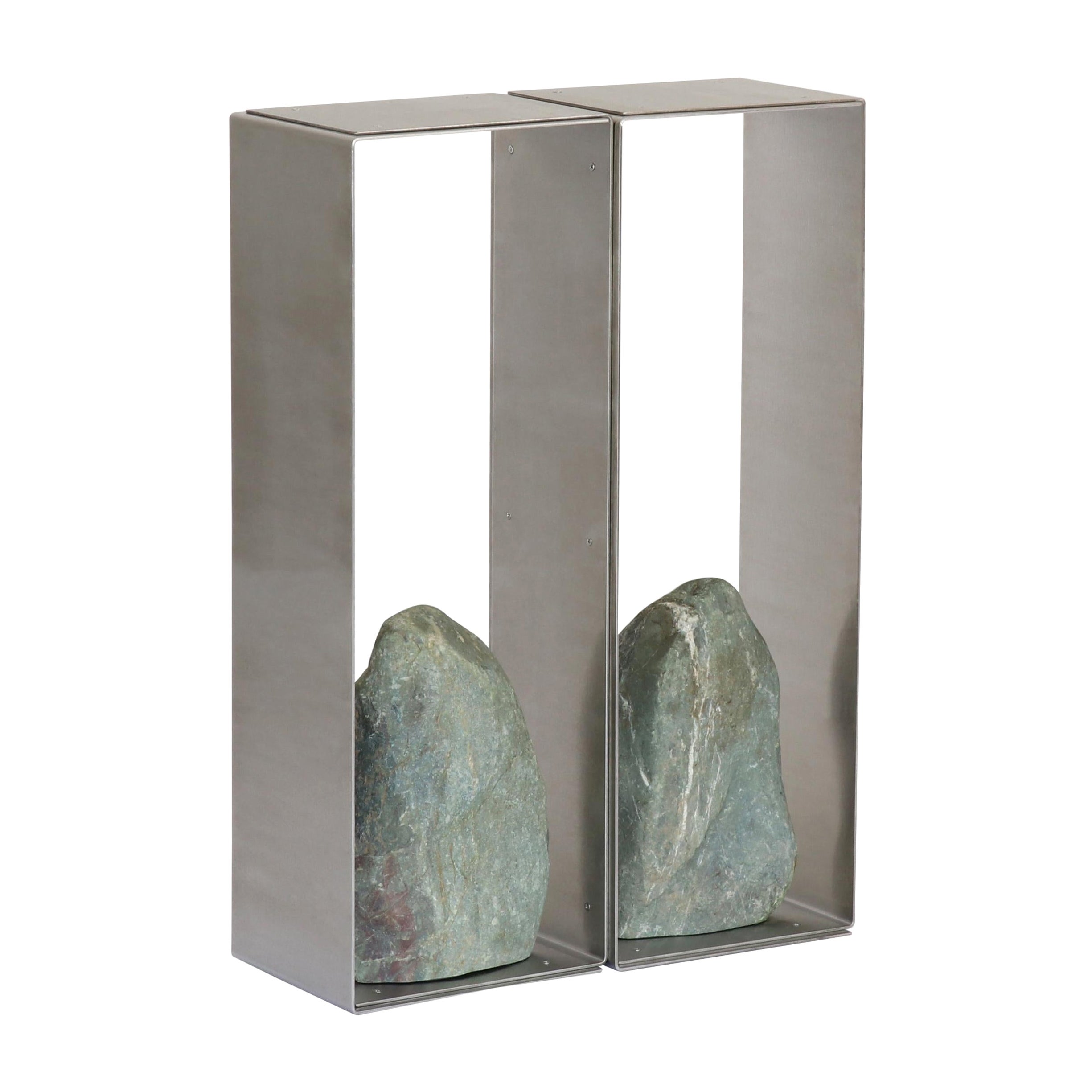 Steel and Stone Console Table by Batten and Kamp For Sale