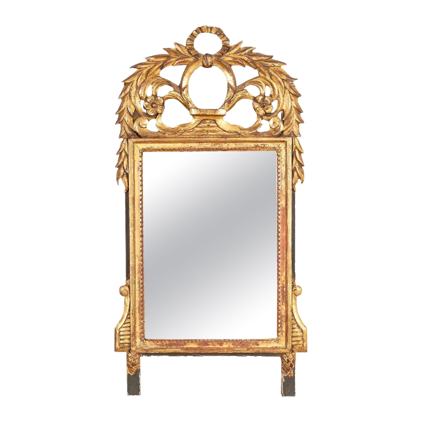 Antique French Paint and Parcel Gilt Mirror For Sale