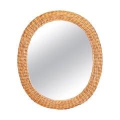 Large Oval Wicker Mirror