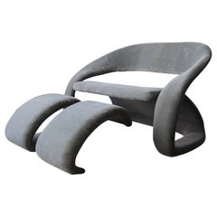 Post Modern Cantilevered Loveseat and Ottomans by Jaymar