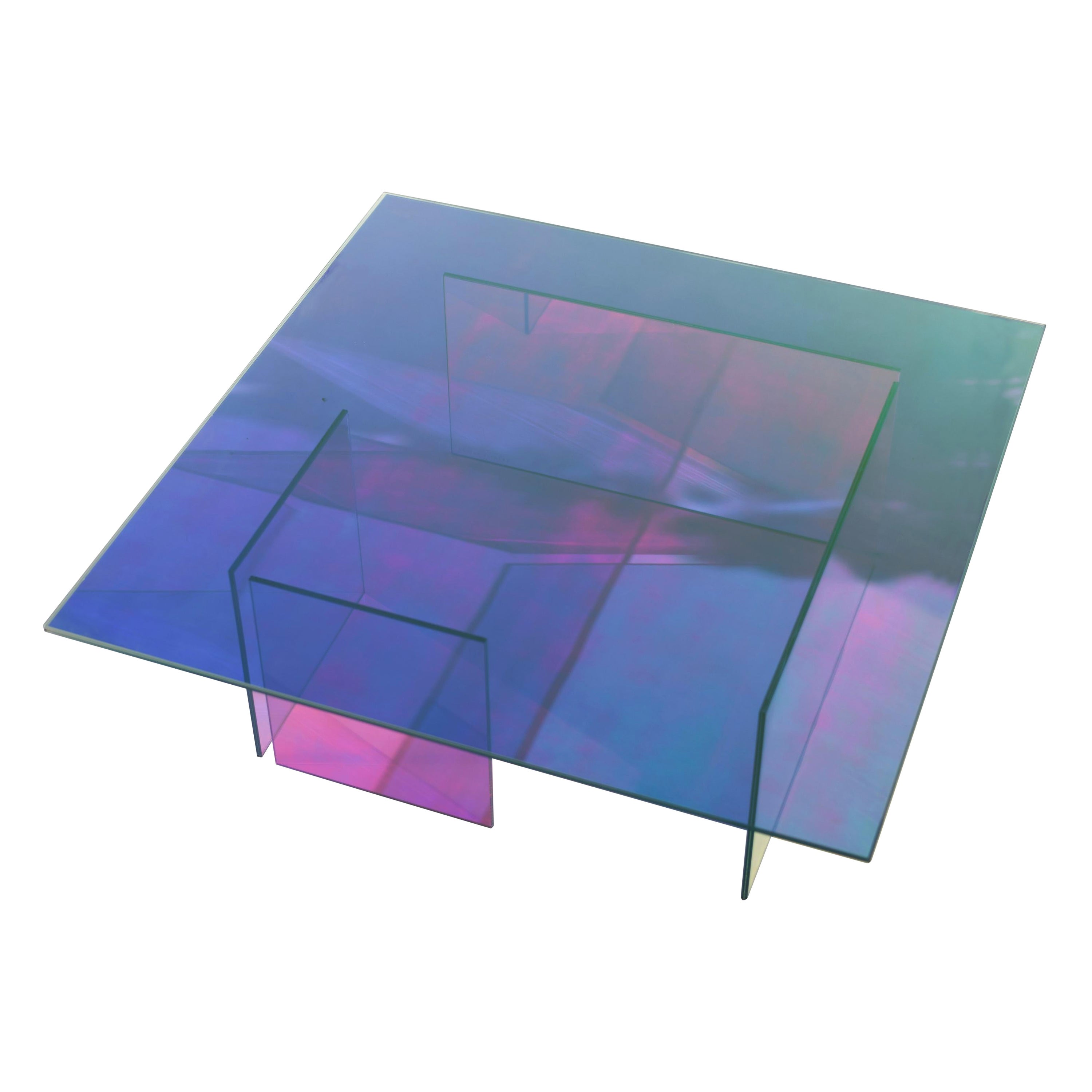 Table en verre aux couleurs cinétiques de Brajak Vitberg en vente