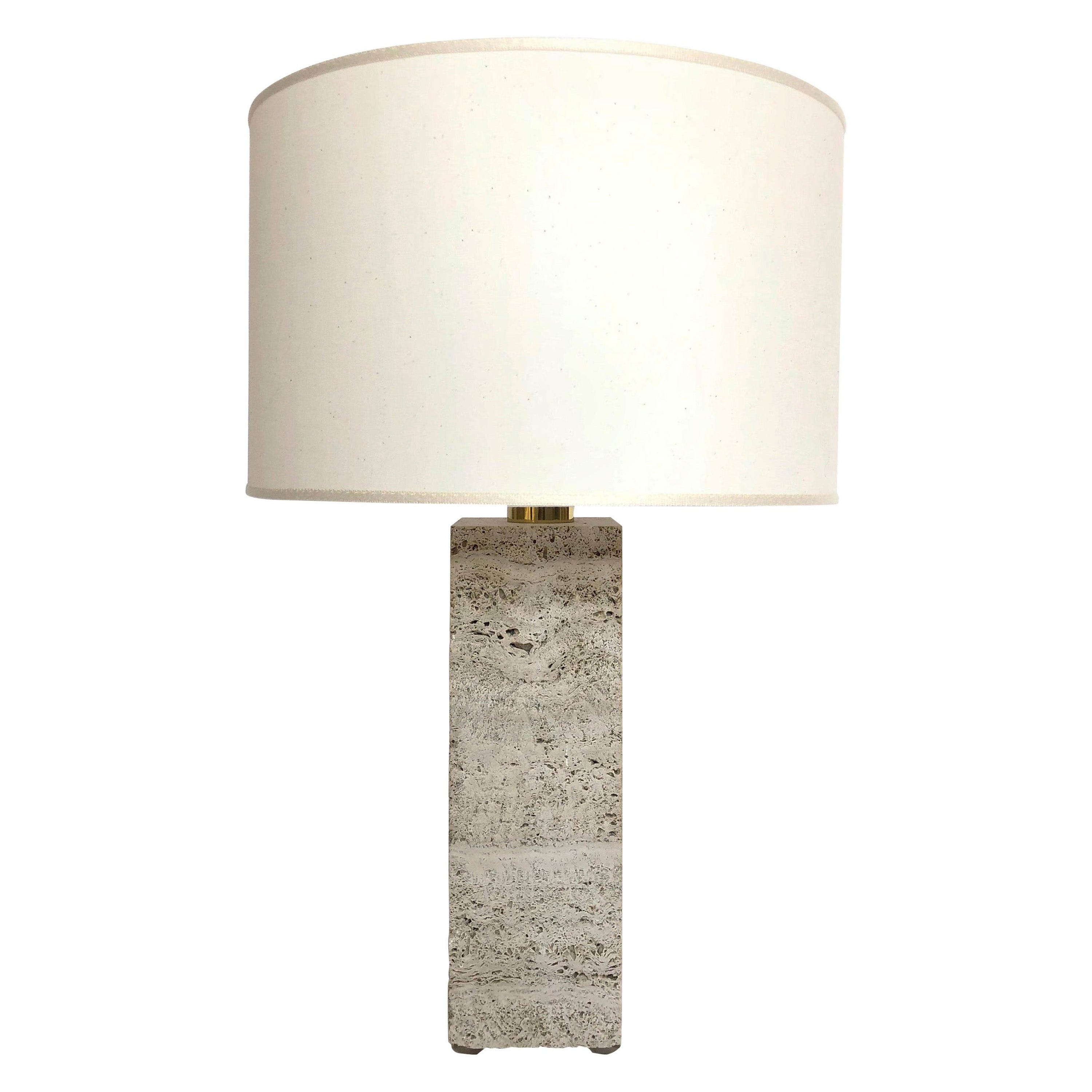 Travertine Sculpted Table Lamp by Brajak Vitberg For Sale