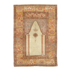 Ancien tapis de prière turc Ghiordes «ordes » noué à la main, vers 1880
