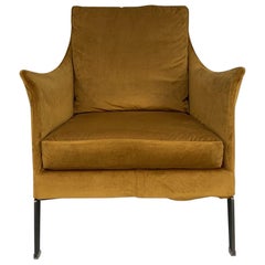 Flexform “Boss” Armchair in Saffron Gold Velvet