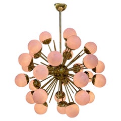 Murano Pink Glass Globe Sputnik Chandelier