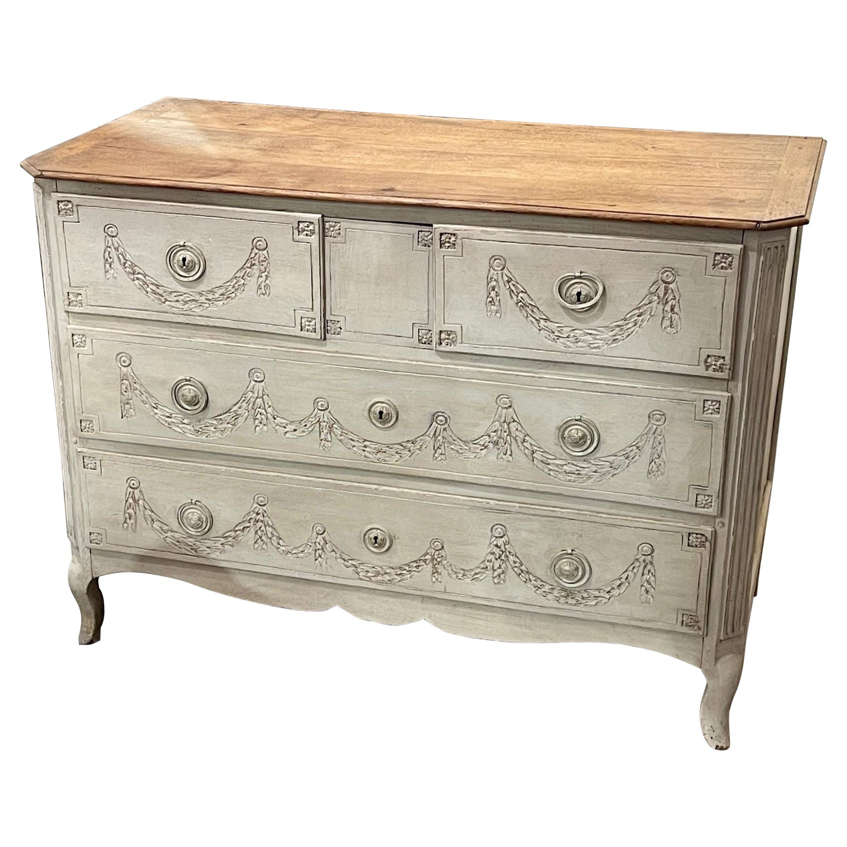 French Painted Oak Commode For Sale