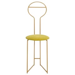 Joly Chairdrobe, Gold with High Back & Chartreuse Velvetforthy by Colé Italia