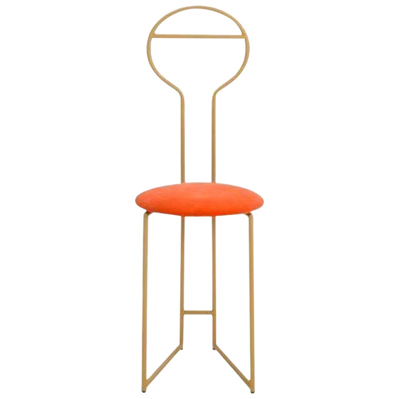 Joly Chairdrobe, Gold with High Back & Arancio Velvetforthy by Colé Italia For Sale