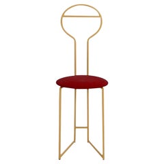 Joly Chairdrobe, Gold with High Back & Rosso Velvetforthy by Colé Italia