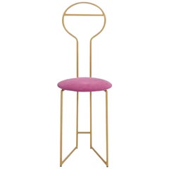 Joly Sesselgarderobe, Gold mit hoher Rückenlehne & Malva Samt von Colé Italia