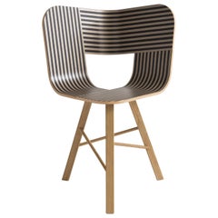 Silla Tria Wood 3 Patas, Asiento Rayas Marfil y Negro by Colé Italia