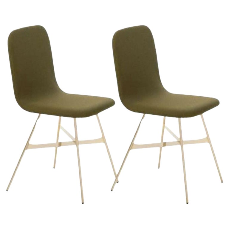 Set of 2, Tria Gold Upholstered, Pime by Colé Italia For Sale