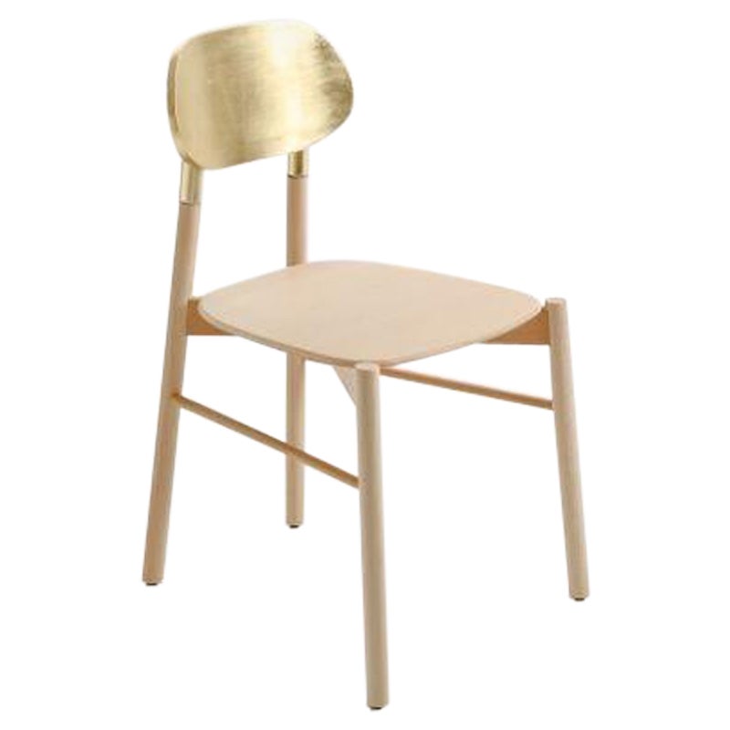 Bokken Chair, Natural Beech, Gold Lacquered Back by Colé Italia For Sale