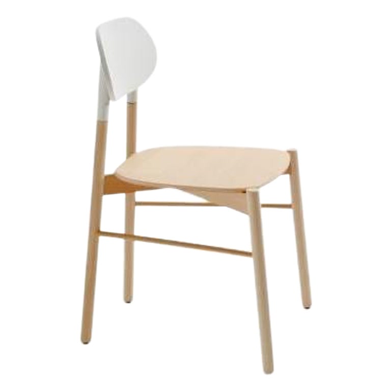 Bokken Chair, Natural Beech, White Lacquered Back by Colé Italia For Sale