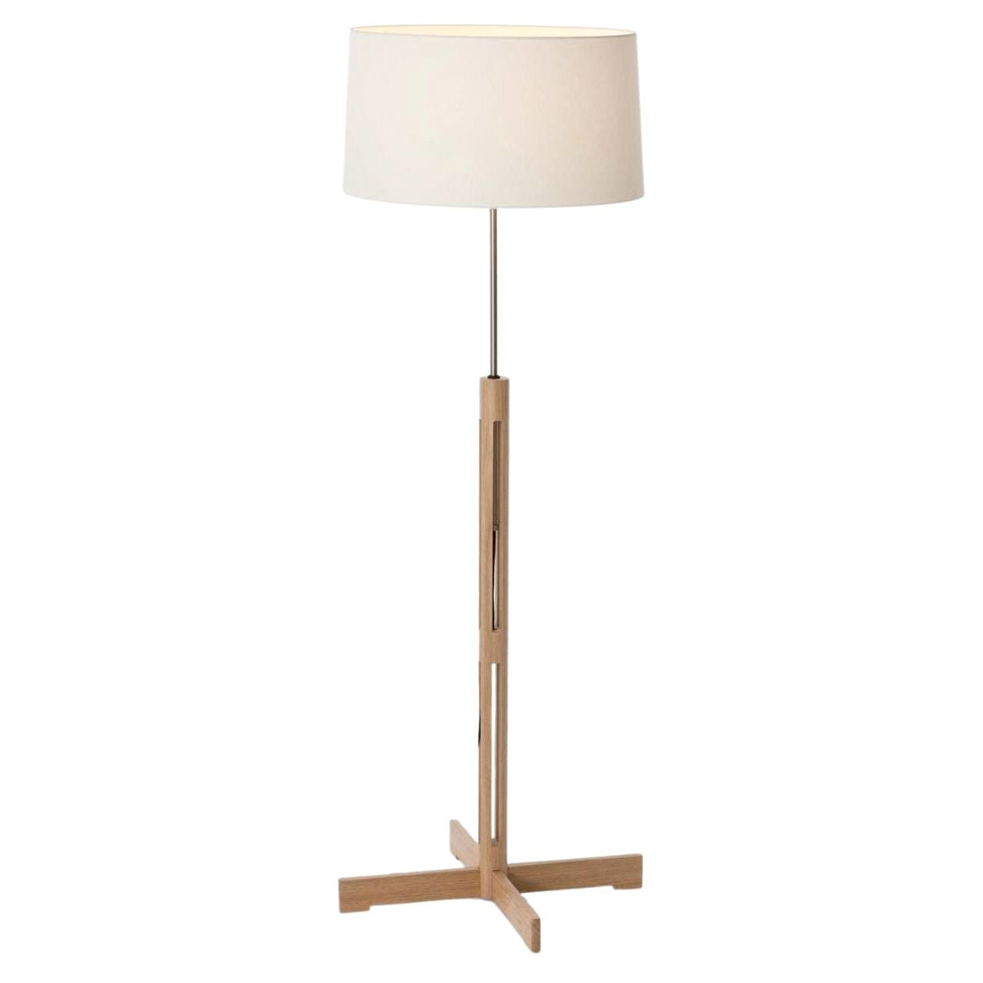 Miguel Milá 'FAD' Floor Lamp in Natural Oak and White Linen for Santa & Cole For Sale