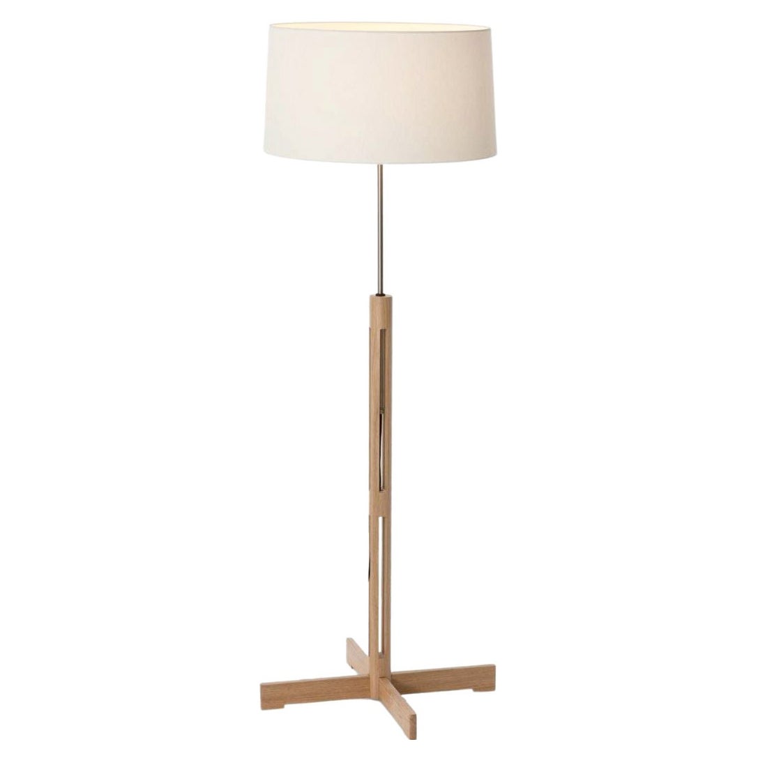 Miguel Milá 'FAD' Floor Lamp in Natural Oak and White Linen for Santa & Cole For Sale